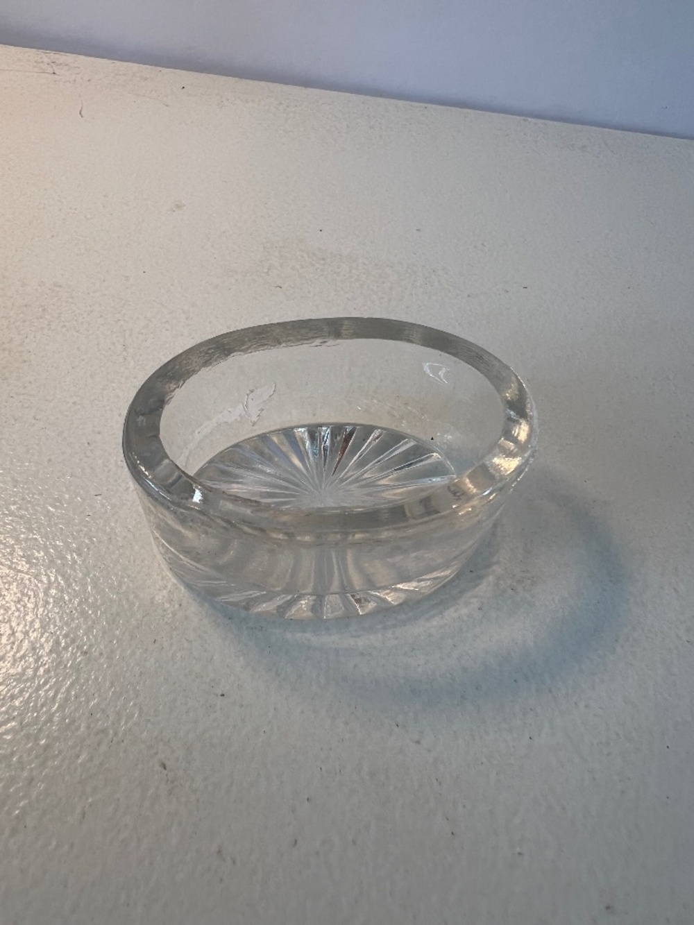 Vintage Clear Pressed Glass Oval Salt Cellar